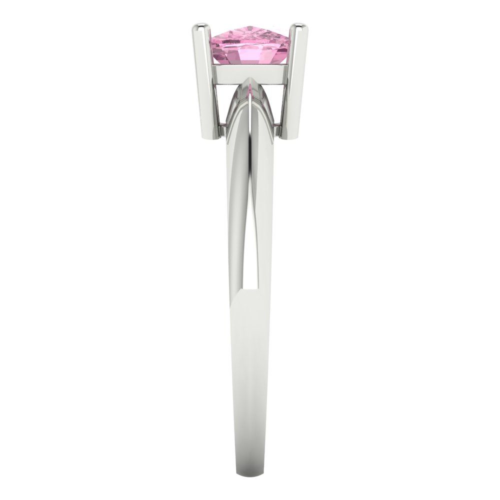 1 cttw Zirconia Simulated Pink Diamond Solitaire  Engagement Ring - Solid Gold (VVS1, Cushion Cut,6mm)
