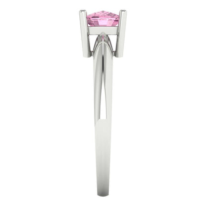 1 cttw Zirconia Simulated Pink Diamond Solitaire  Engagement Ring - Solid Gold (VVS1, Cushion Cut,6mm)