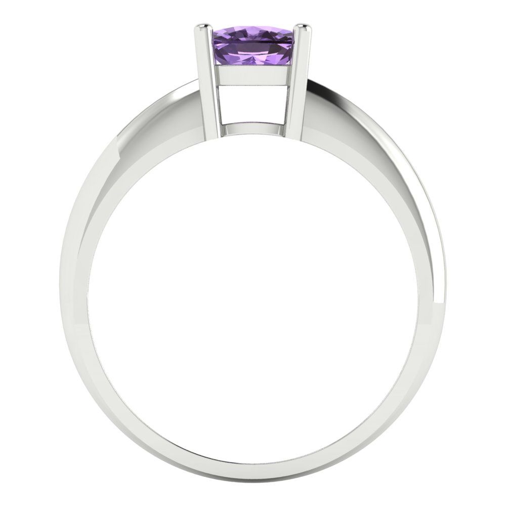 1 cttw Simulated Alexandrite Solitaire  Engagement Ring - Solid Gold (Cushion Cut,6mm)