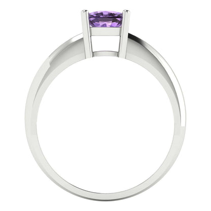 1 cttw Simulated Alexandrite Solitaire  Engagement Ring - Solid Gold (Cushion Cut,6mm)