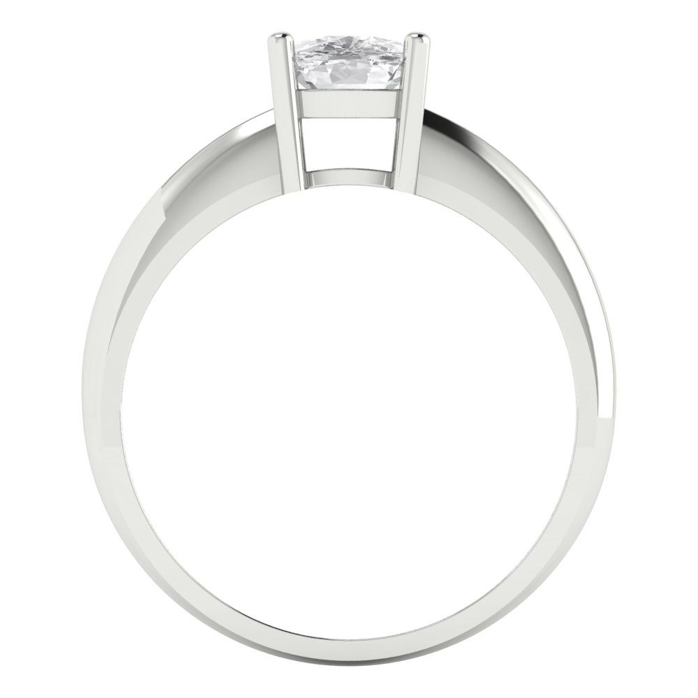 1 cttw Moissanite Solitaire  Engagement Ring - Solid White Gold (VVS1, Cushion Cut,6mm)