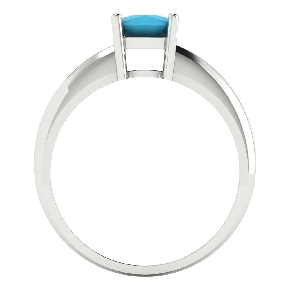 1 cttw Simulated Turquoise Solitaire  Engagement Ring - Solid Gold (Cushion Cut,6mm)