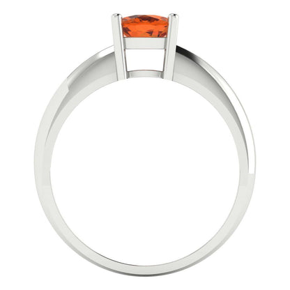 1 cttw Simulated Pink Tourmaline Solitaire  Engagement Ring - Solid White Gold (VVS1, Cushion Cut,6mm)