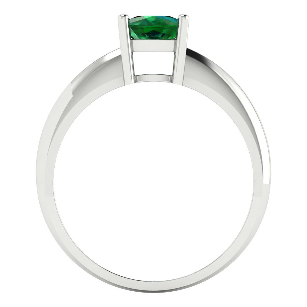 1 cttw Simulated Emerald Solitaire  Engagement Ring - Solid Gold (Cushion Cut,6mm)