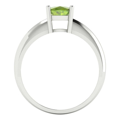 1 cttw Natural Peridot Solitaire  Engagement Ring - Solid Gold (Cushion Cut,6mm)