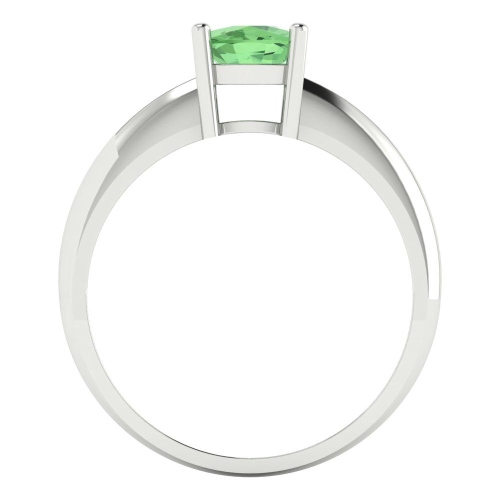 1 cttw Zirconia Simulated Green Diamond Solitaire  Engagement Ring - Solid White Gold (VVS1, Cushion Cut,6mm)
