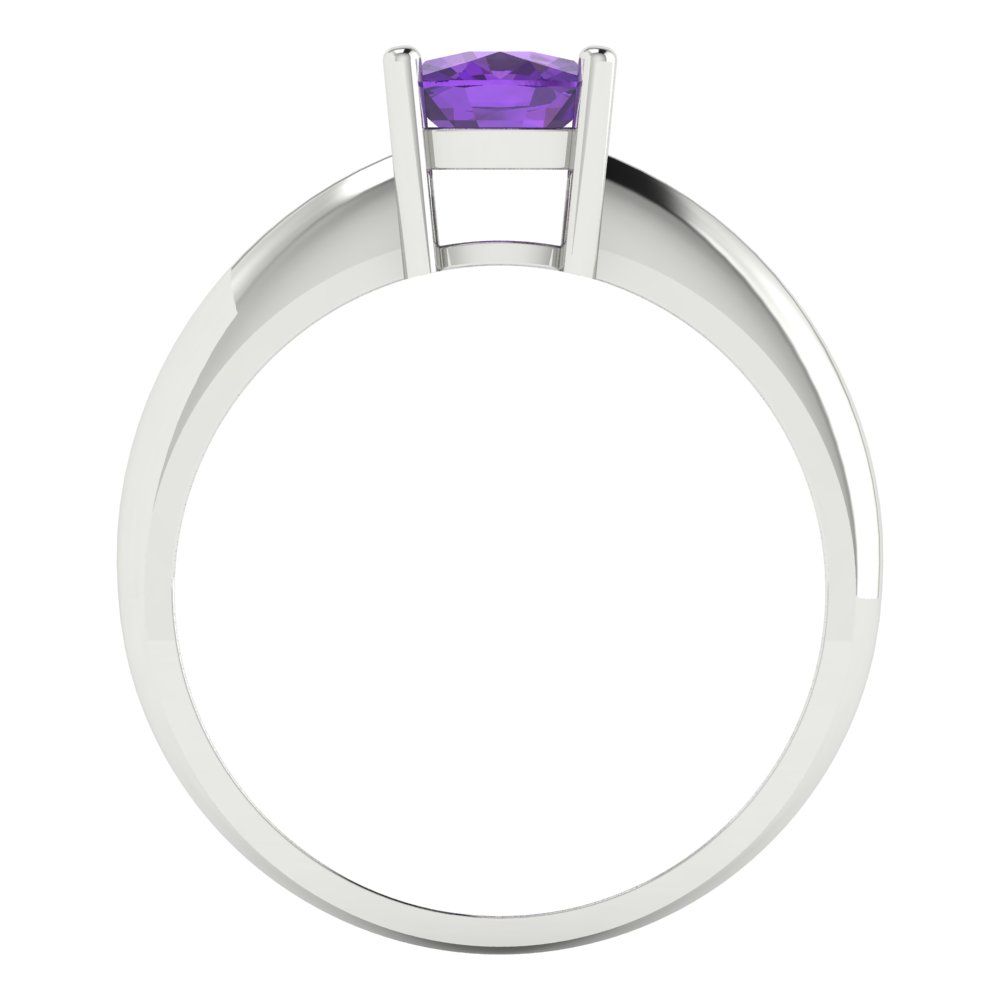 1 cttw Natural Amethyst Solitaire  Engagement Ring - Solid Gold (Cushion Cut,6mm)