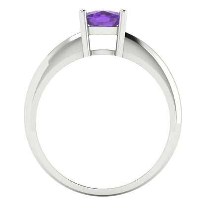 1 cttw Natural Amethyst Solitaire  Engagement Ring - Solid Gold (Cushion Cut,6mm)