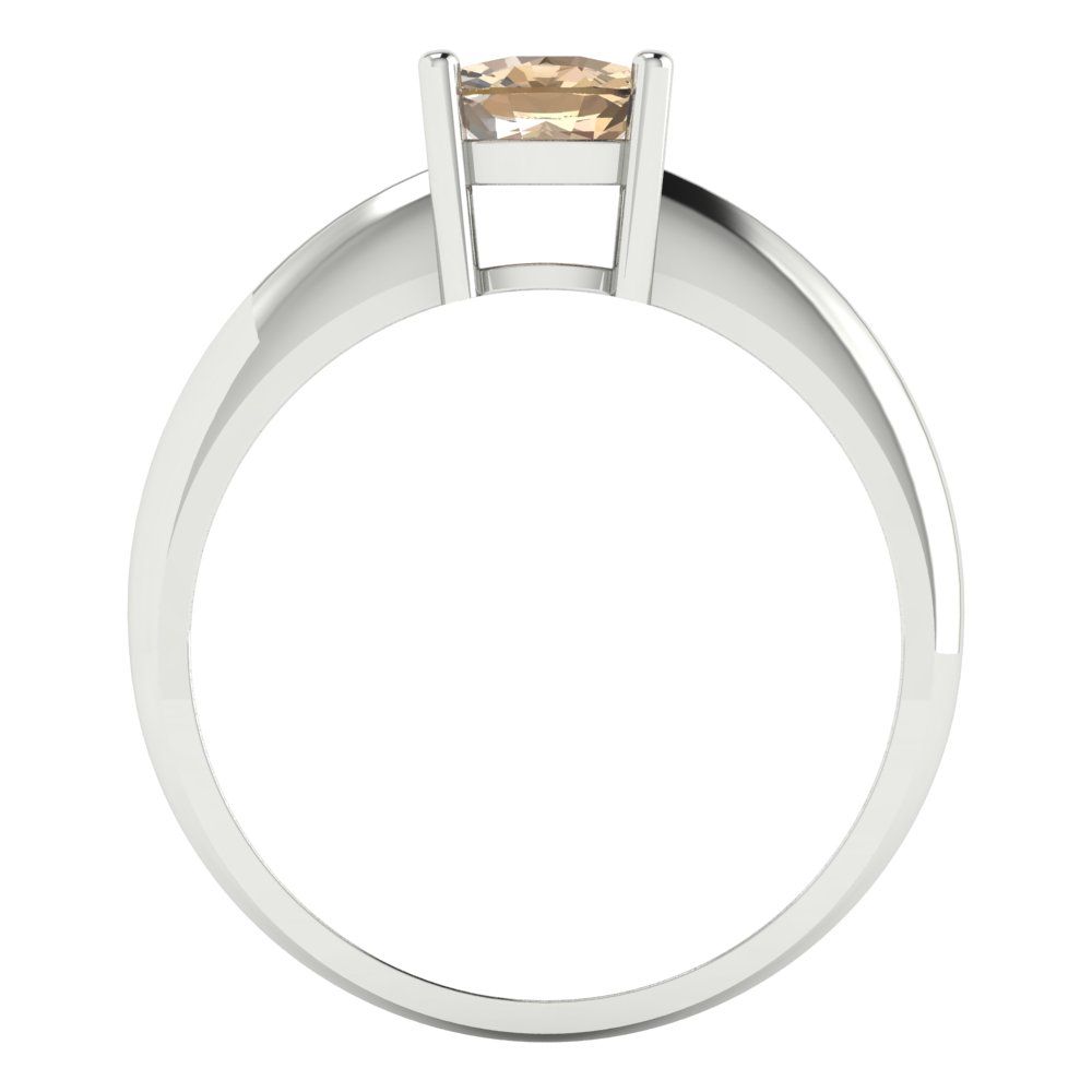 1 cttw Yellow Moissanite Solitaire  Engagement Ring - Solid White Gold (VVS1, Cushion Cut,6mm)