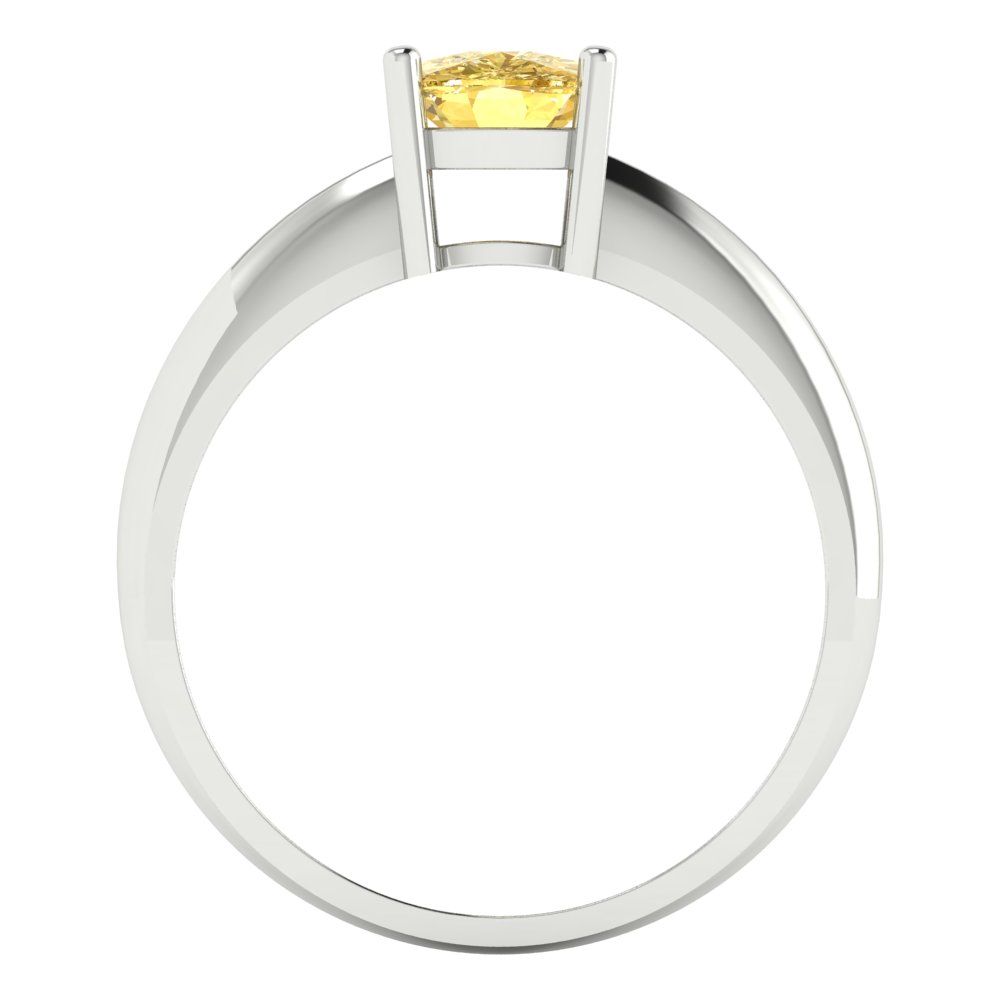 1 cttw Zirconia Simulated Yellow Diamond Solitaire  Engagement Ring - Solid White Gold (VVS1, Cushion Cut,6mm)