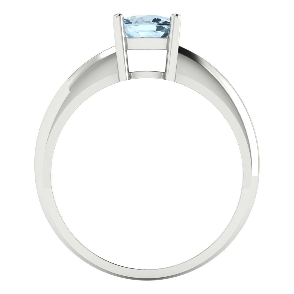 1 cttw Zirconia Simulated Blue Diamond Solitaire  Engagement Ring - Solid White Gold (VVS1, Cushion Cut,6mm)