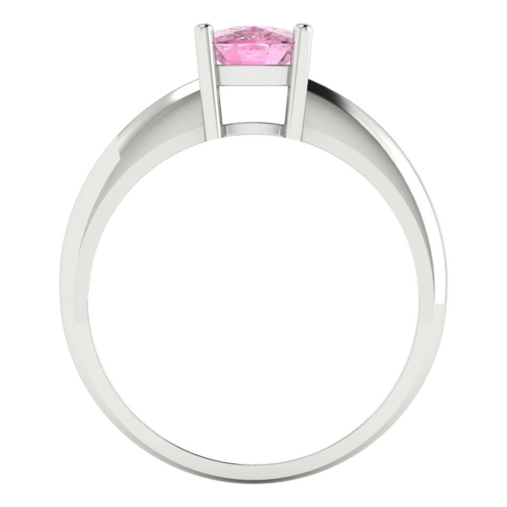 1 cttw Zirconia Simulated Pink Diamond Solitaire  Engagement Ring - Solid Gold (VVS1, Cushion Cut,6mm)