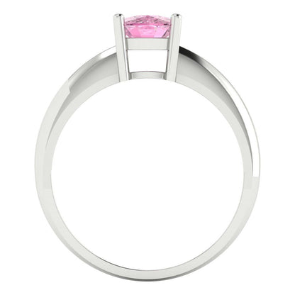 1 cttw Zirconia Simulated Pink Diamond Solitaire  Engagement Ring - Solid Gold (VVS1, Cushion Cut,6mm)