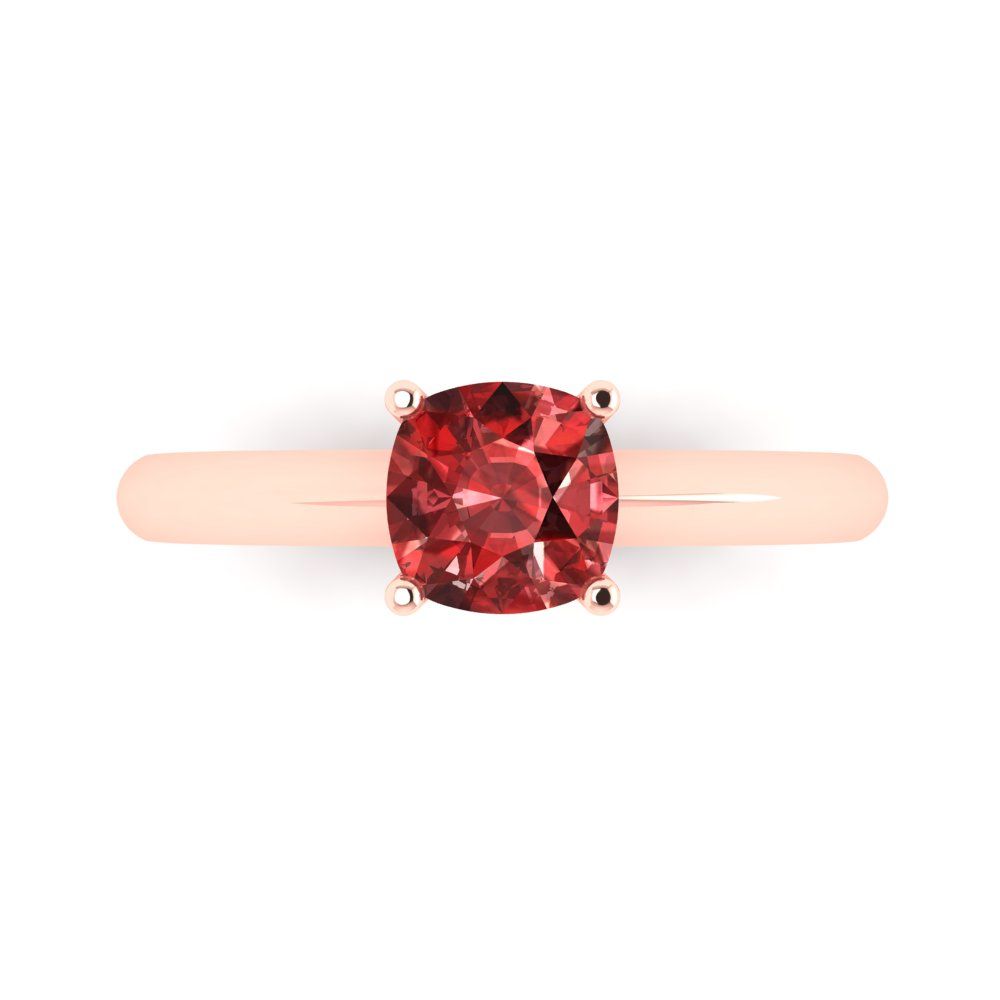 1 cttw Natural Garnet Solitaire  Engagement Ring - Solid Gold (Cushion Cut,6mm)