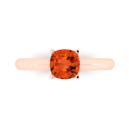 1 cttw Zirconia Simulated Red Diamond Solitaire  Engagement Ring - Solid Rose Gold (VVS1, Cushion Cut,6mm)