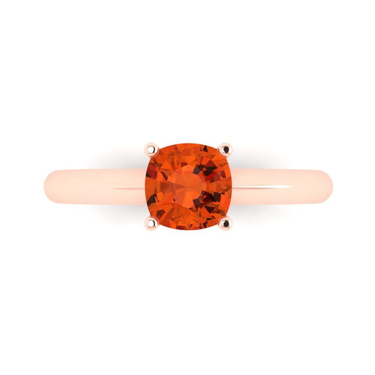 1 cttw Zirconia Simulated Red Diamond Solitaire  Engagement Ring - Solid Rose Gold (VVS1, Cushion Cut,6mm)