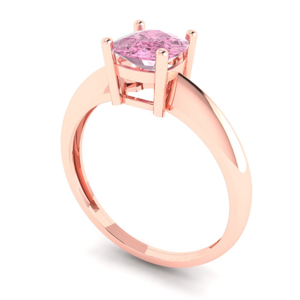 1 cttw Zirconia Simulated Pink Diamond Solitaire  Engagement Ring - Solid Gold (VVS1, Cushion Cut,6mm)
