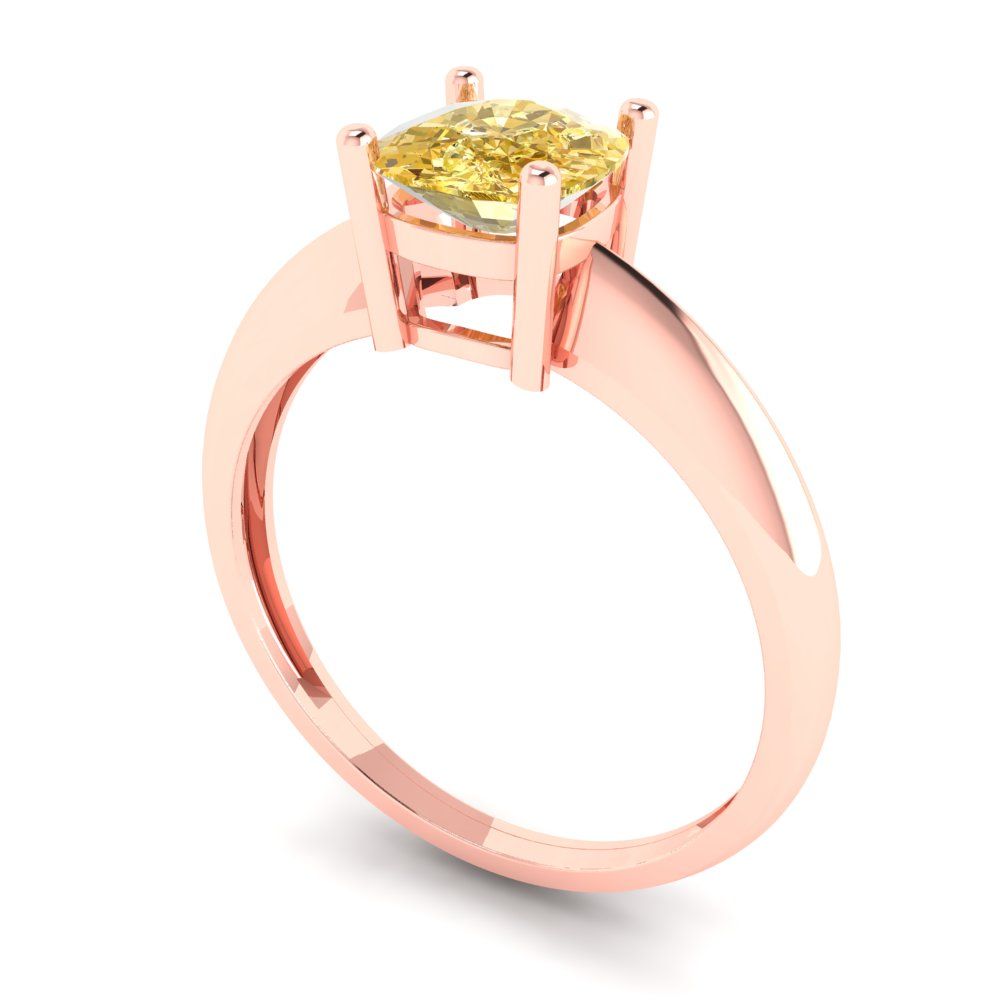 1 cttw Natural Citrine Solitaire  Engagement Ring - Solid Rose Gold (VVS1, Cushion Cut,6mm)