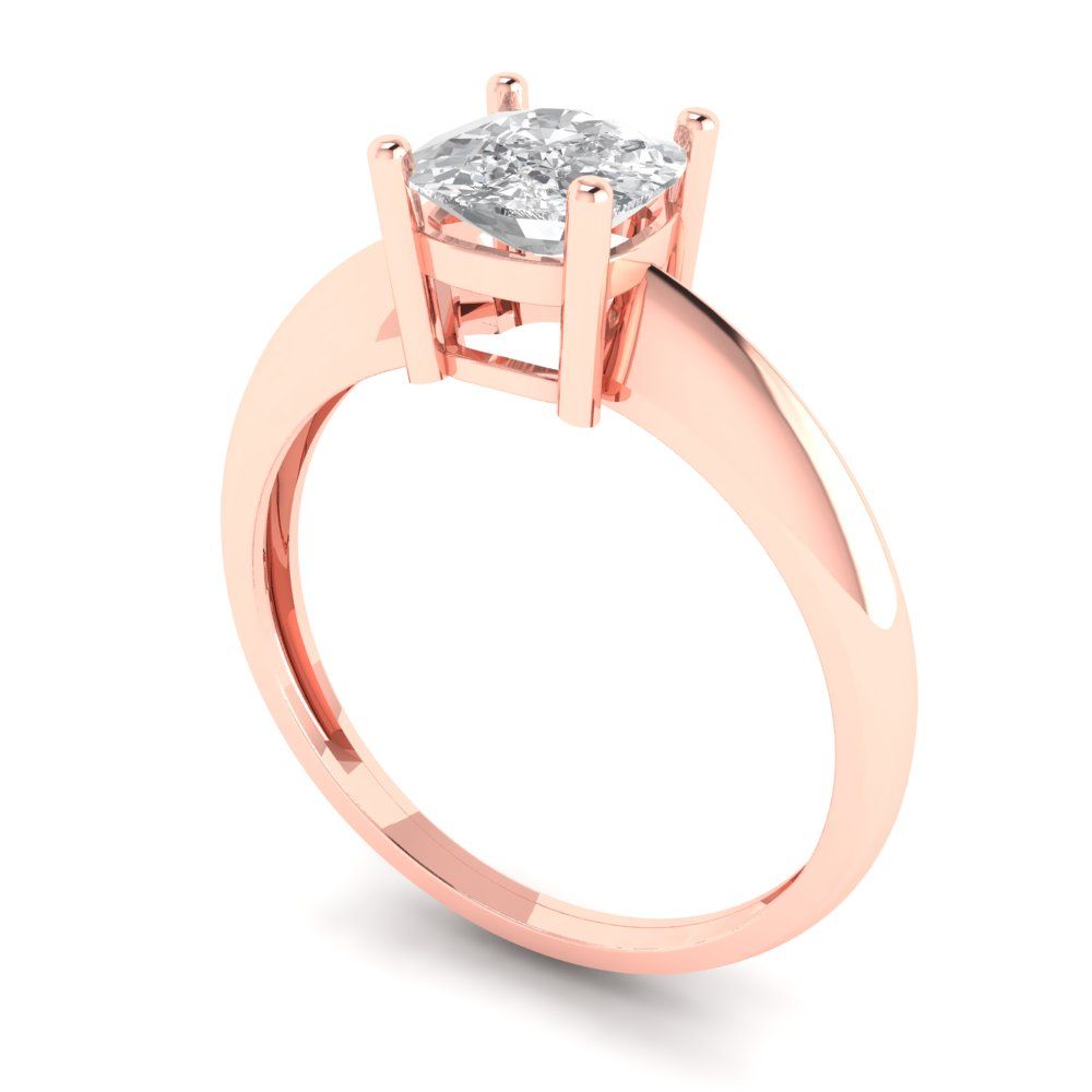 1 cttw Zirconia Simulated Diamond Solitaire  Engagement Ring - Solid Rose Gold (VVS1, Cushion Cut,6mm)