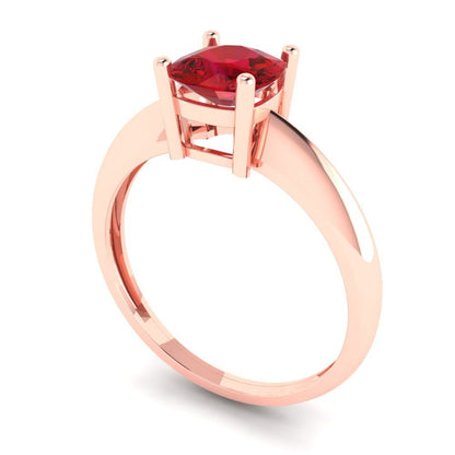 1 cttw Simulated Pink Tourmaline Solitaire  Engagement Ring - Solid Rose Gold (VVS1, Cushion Cut,6mm)