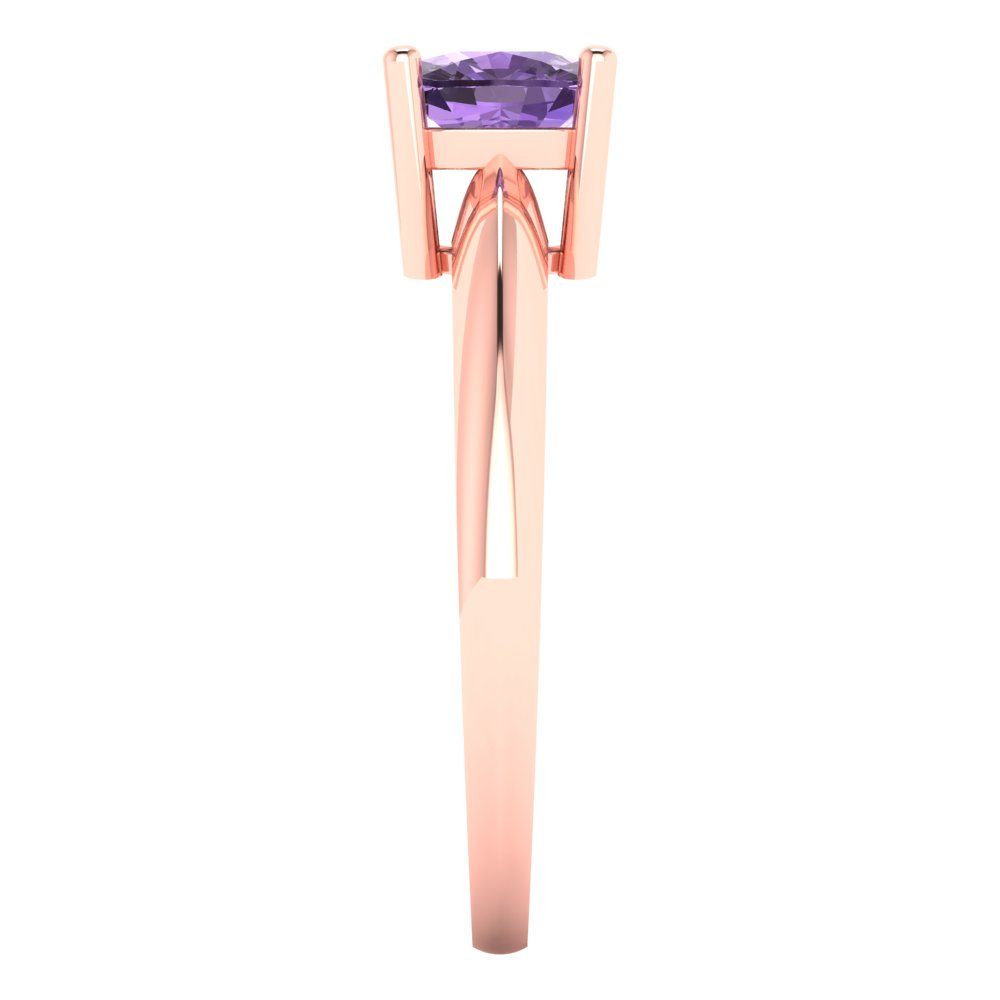 1 cttw Simulated Alexandrite Solitaire  Engagement Ring - Solid Rose Gold (VVS1, Cushion Cut,6mm)