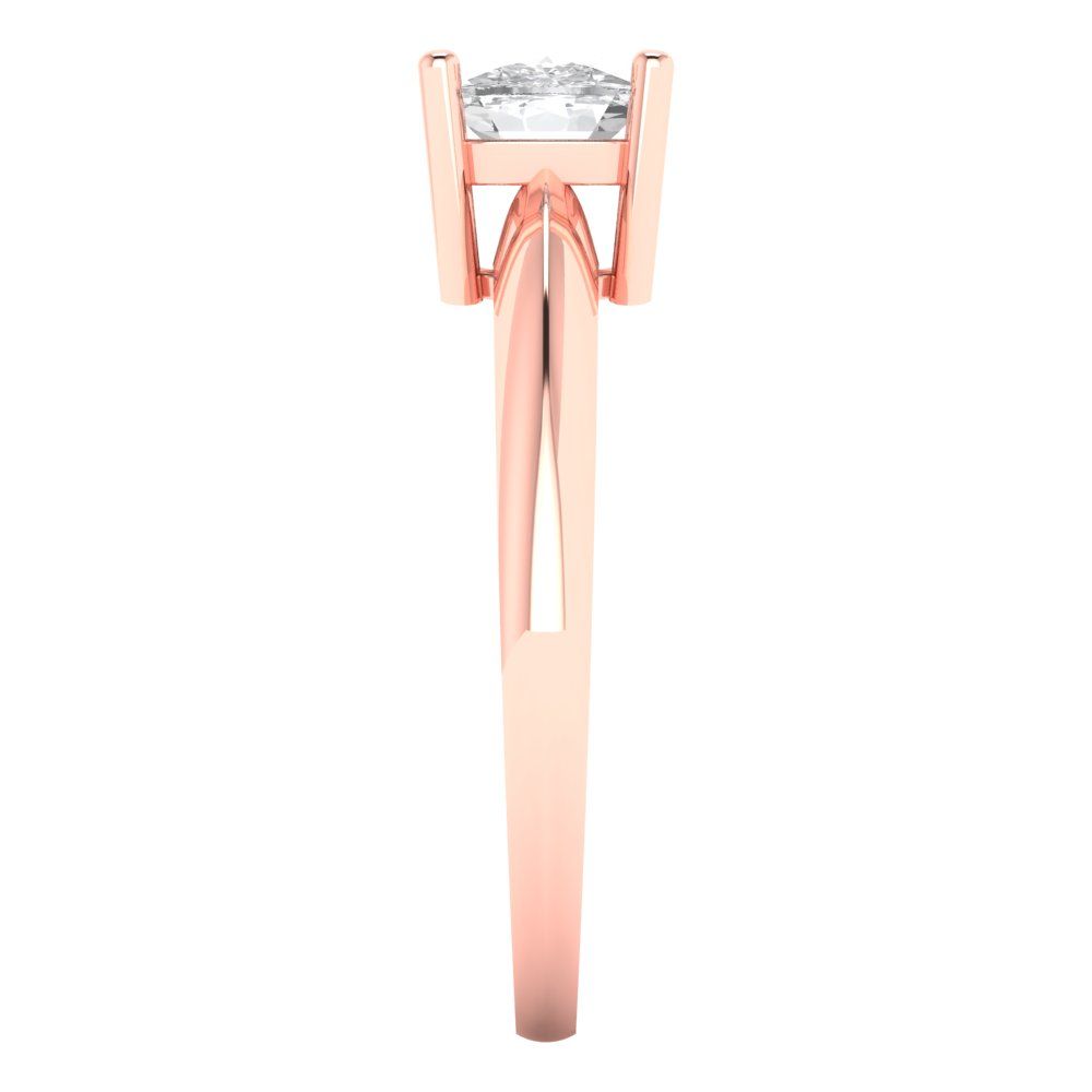 1 cttw Zirconia Simulated Diamond Solitaire  Engagement Ring - Solid Rose Gold (VVS1, Cushion Cut,6mm)