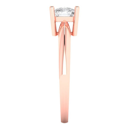 1 cttw Zirconia Simulated Diamond Solitaire  Engagement Ring - Solid Rose Gold (VVS1, Cushion Cut,6mm)