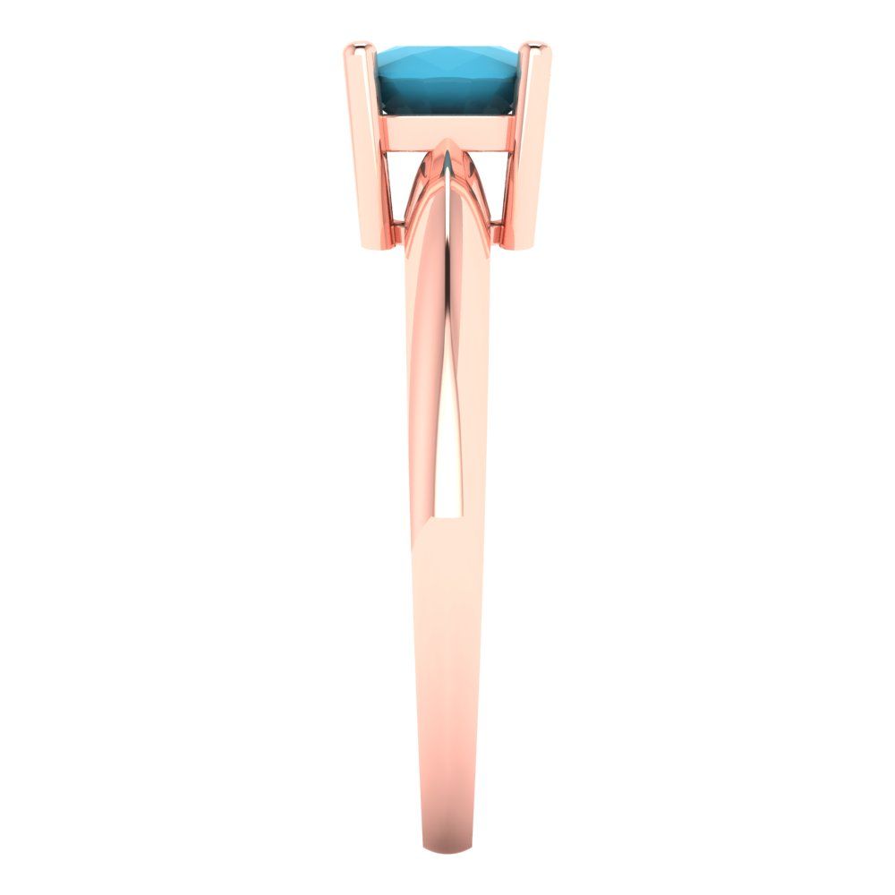 1 cttw Simulated Turquoise Solitaire  Engagement Ring - Solid Rose Gold (VVS1, Cushion Cut,6mm)