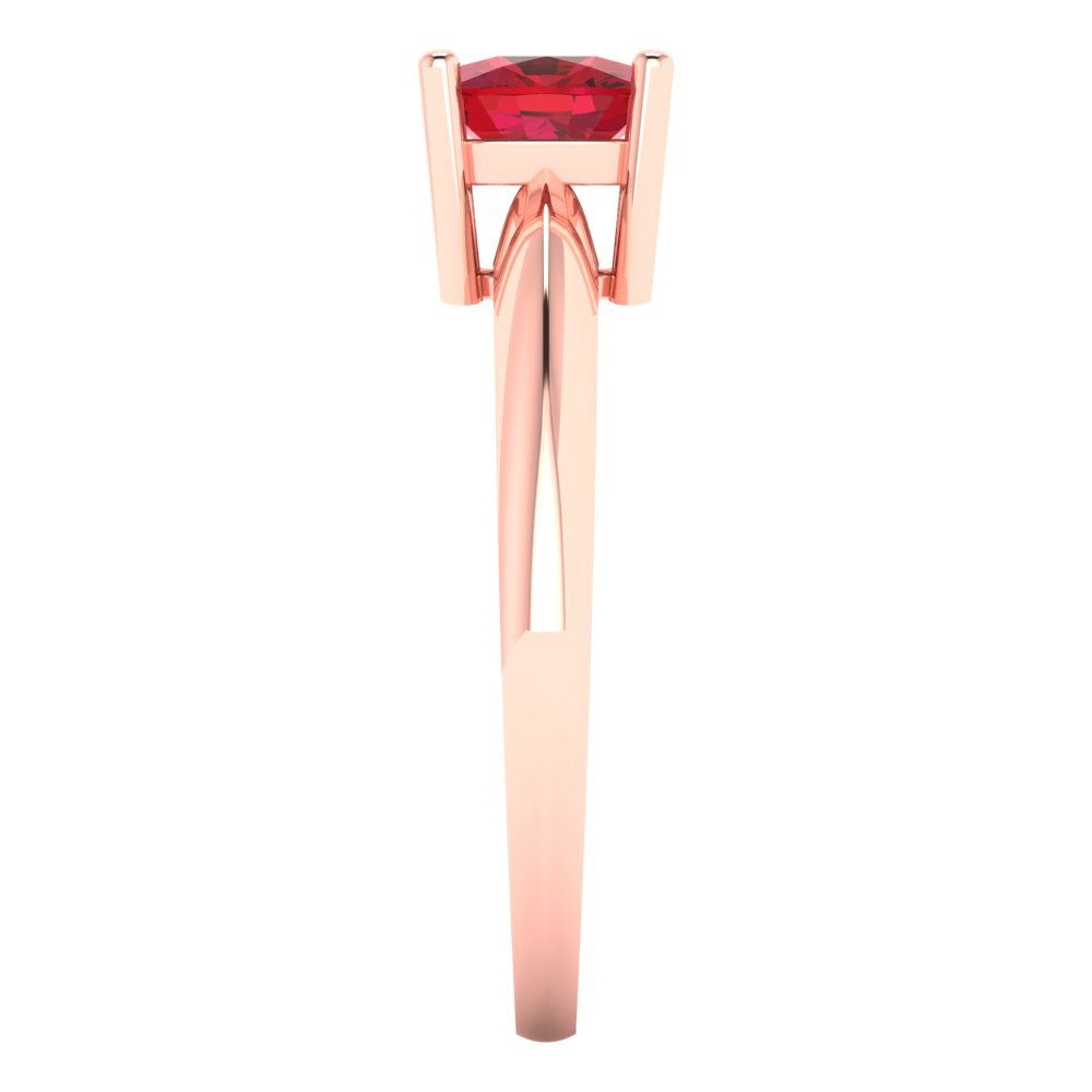 1 cttw Simulated Pink Tourmaline Solitaire  Engagement Ring - Solid Rose Gold (VVS1, Cushion Cut,6mm)