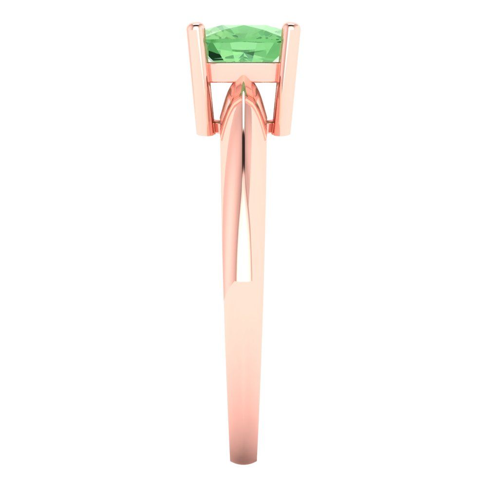 1 cttw Zirconia Simulated Green Diamond Solitaire  Engagement Ring - Solid Gold (VVS1, Cushion Cut,6mm)
