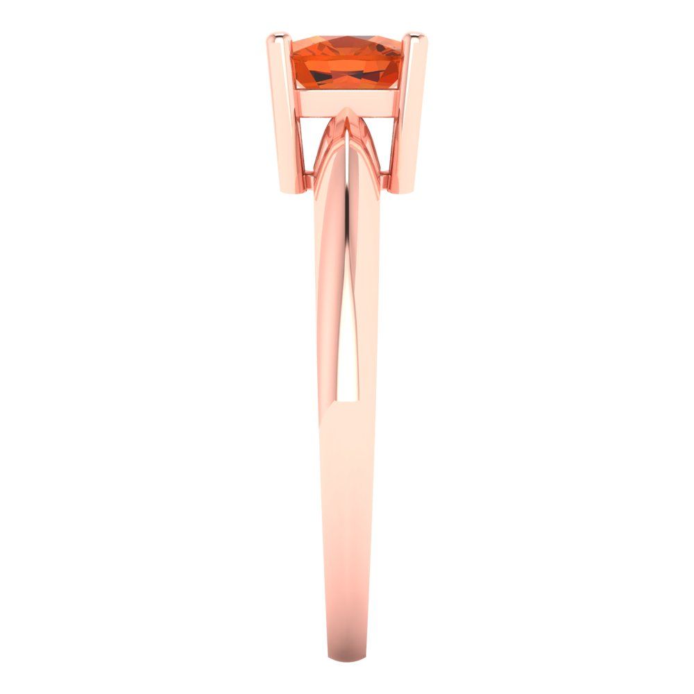1 cttw Zirconia Simulated Red Diamond Solitaire  Engagement Ring - Solid Rose Gold (VVS1, Cushion Cut,6mm)