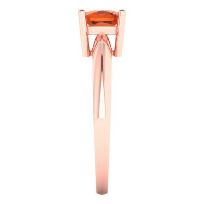 1 cttw Zirconia Simulated Red Diamond Solitaire  Engagement Ring - Solid Rose Gold (VVS1, Cushion Cut,6mm)