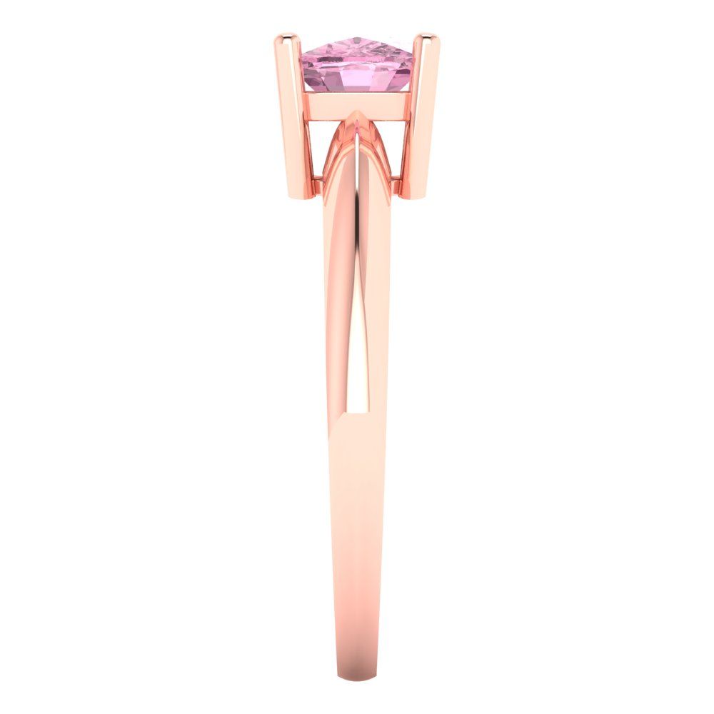 1 cttw Zirconia Simulated Pink Diamond Solitaire  Engagement Ring - Solid Gold (VVS1, Cushion Cut,6mm)