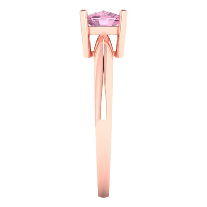 1 cttw Zirconia Simulated Pink Diamond Solitaire  Engagement Ring - Solid Gold (VVS1, Cushion Cut,6mm)