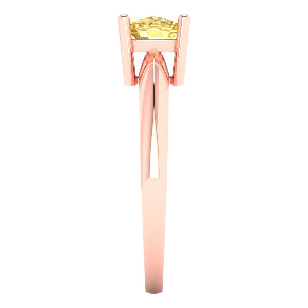 1 cttw Natural Citrine Solitaire  Engagement Ring - Solid Rose Gold (VVS1, Cushion Cut,6mm)