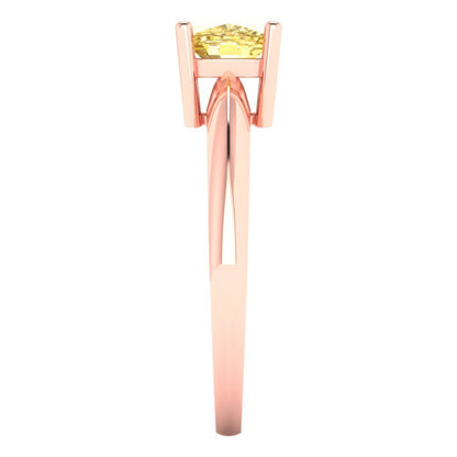 1 cttw Natural Citrine Solitaire  Engagement Ring - Solid Rose Gold (VVS1, Cushion Cut,6mm)