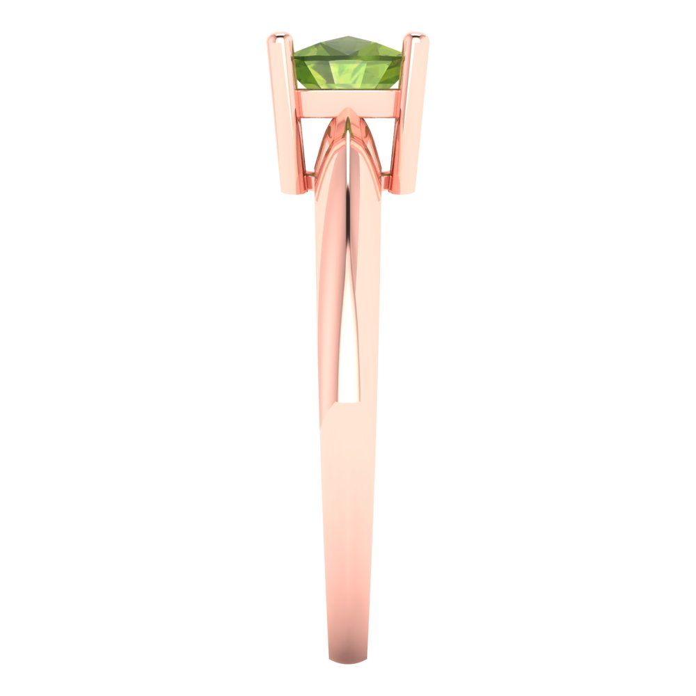 1 cttw Natural Peridot Solitaire  Engagement Ring - Solid Rose Gold (VVS1, Cushion Cut,6mm)