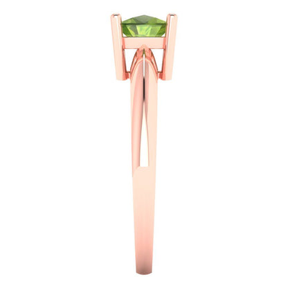 1 cttw Natural Peridot Solitaire  Engagement Ring - Solid Rose Gold (VVS1, Cushion Cut,6mm)