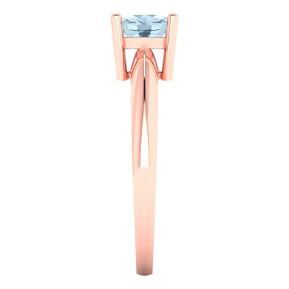 1 cttw Natural Aquamarine Solitaire  Engagement Ring - Solid Gold (Cushion Cut,6mm)