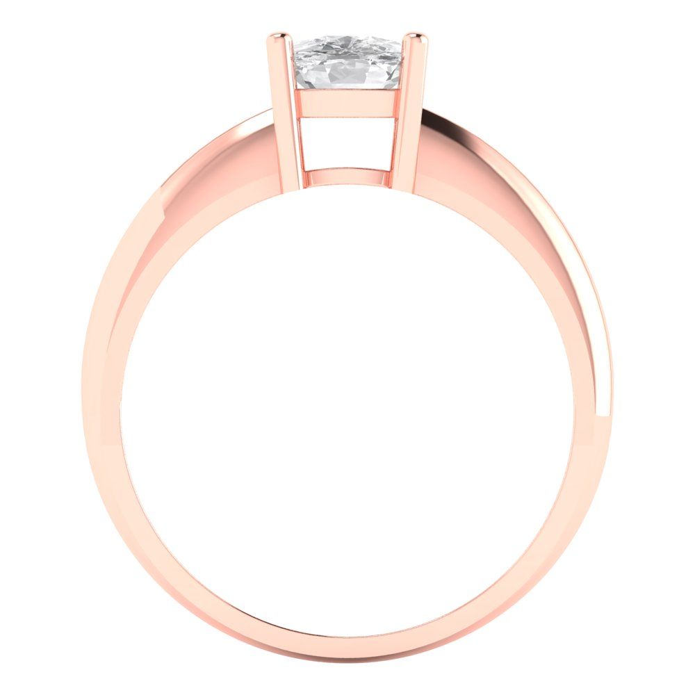 1 cttw Zirconia Simulated Diamond Solitaire  Engagement Ring - Solid Rose Gold (VVS1, Cushion Cut,6mm)