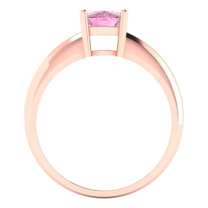 1 cttw Zirconia Simulated Pink Diamond Solitaire  Engagement Ring - Solid Gold (VVS1, Cushion Cut,6mm)