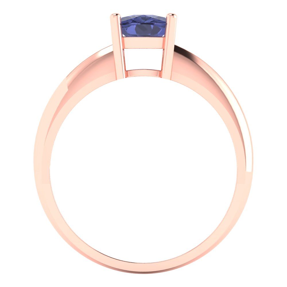 1 cttw Simulated Tanzanite Solitaire  Engagement Ring - Solid Gold (Cushion Cut,6mm)