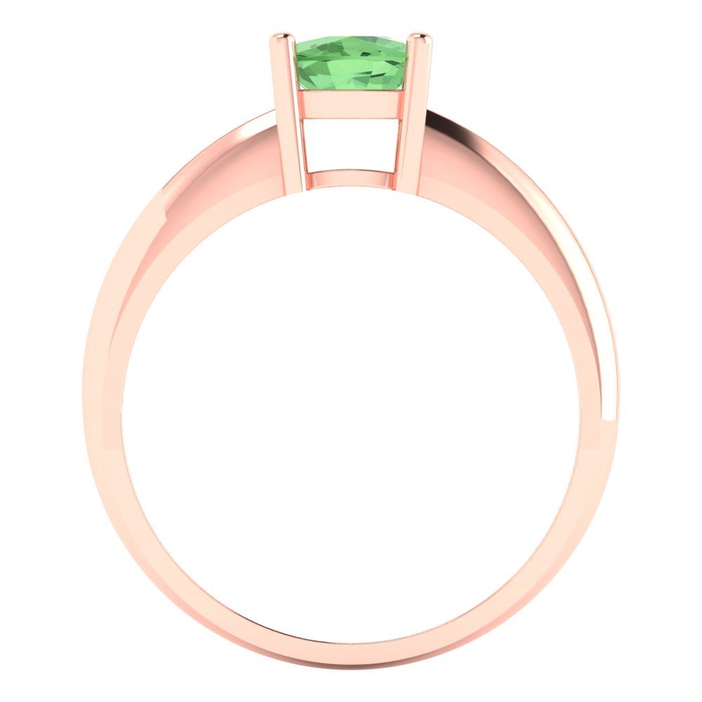 1 cttw Zirconia Simulated Green Diamond Solitaire  Engagement Ring - Solid Gold (VVS1, Cushion Cut,6mm)