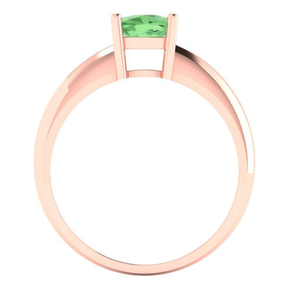 1 cttw Zirconia Simulated Green Diamond Solitaire  Engagement Ring - Solid Gold (VVS1, Cushion Cut,6mm)