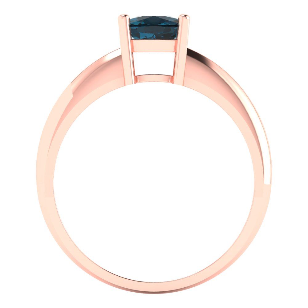 1 cttw Natural London Blue Topaz Solitaire  Engagement Ring - Solid Gold (Cushion Cut,6mm)