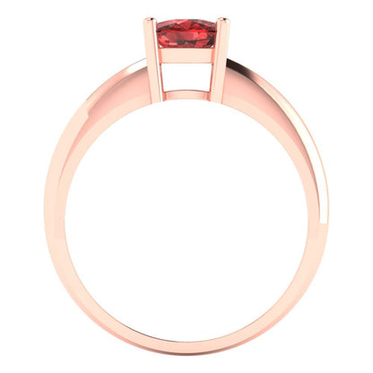 1 cttw Natural Garnet Solitaire  Engagement Ring - Solid Gold (Cushion Cut,6mm)