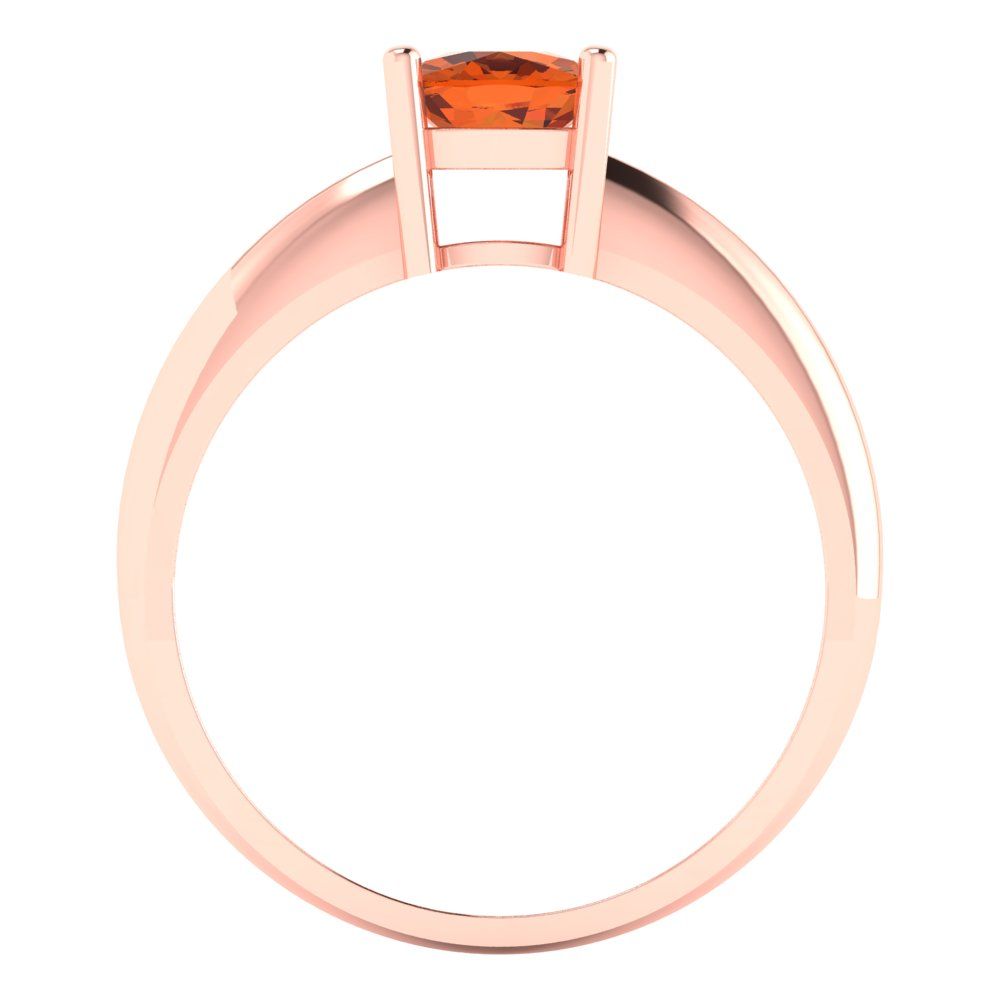 1 cttw Zirconia Simulated Red Diamond Solitaire  Engagement Ring - Solid Rose Gold (VVS1, Cushion Cut,6mm)