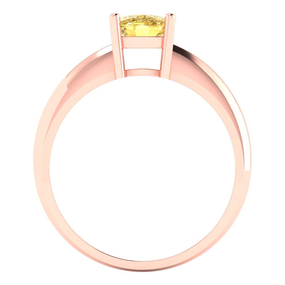 1 cttw Natural Citrine Solitaire  Engagement Ring - Solid Rose Gold (VVS1, Cushion Cut,6mm)