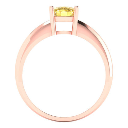 1 cttw Natural Citrine Solitaire  Engagement Ring - Solid Rose Gold (VVS1, Cushion Cut,6mm)