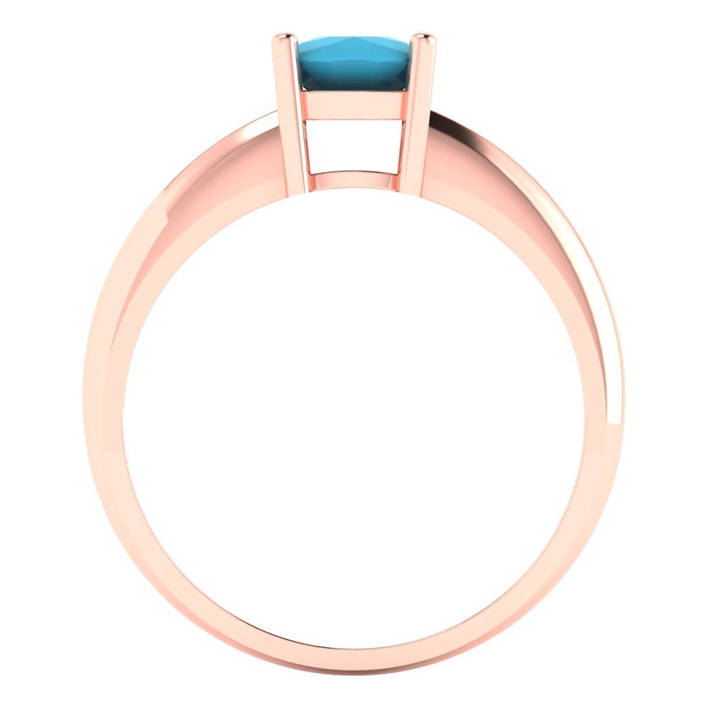 1 cttw Simulated Turquoise Solitaire  Engagement Ring - Solid Rose Gold (VVS1, Cushion Cut,6mm)